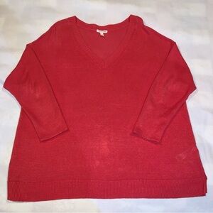 EILEEN FISHER WOMAN Coral Linen V-Neck Sweater Size 2X